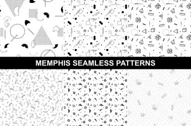 Memphis dikişsiz desenlerin toplanması.