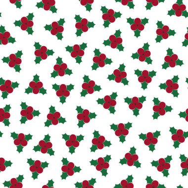 Vektör noel kusursuz desen - şenlikli tasarım. Holly 'lerin soyut geçmişi çok parlak. Moda şenlik baskısı