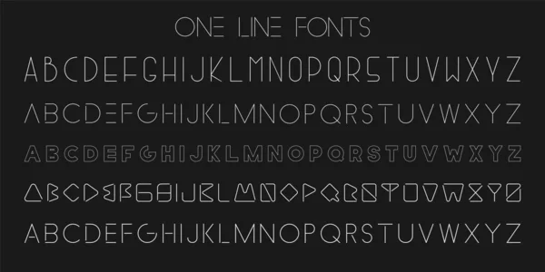 Conjunto de fontes vetoriais minimalistas modernas. Alfabetos latinos da moda. Moda letras simples. Tipografia de design de uma linha — Vetor de Stock