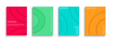 Renkli vektör kapakları, şablonlar, posterler, pankartlar, broşürler, afişler, afişler vs. Çağdaş parlak arka planlar. Asgari eğilimli canlı tasarım
