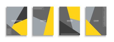 Renkli vektör kapakları kümesi. Çağdaş geometrik kartvizitler, posterler, şablonlar, afişler, broşürler, afişler, el ilanları ve benzerleri. Minimalist trend tasarımı