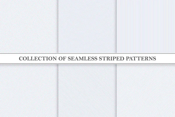 Colección de patrones de rayas sin costura de color. Texturas delicadas de tela — Archivo Imágenes Vectoriales