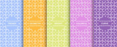 Parlak renkli, renksiz geometrik desenler dizisi. Yaratıcı tasarım. Canlı kıvrımlı arka planlar, sonsuz eğri dokular.