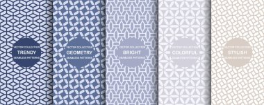 Bir dizi kusursuz, zarif geometrik desenler. Renkli simetrik desenler. Tekrarlanabilir arkaplan