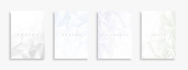 Açık renkli soyut çokgen şablonlar, posterler, pankartlar, broşürler, afişler, el ilanları, arka planlar ve benzerleri koleksiyonu. 3D şekilli parlak eğimli geometrik kabartma kapakları