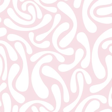 Yaratıcı soyut şekillere sahip kusursuz bir model. Hassas bir tasarım. Sonsuz moda arkaplan çizimi. Pembe ve beyaz doku