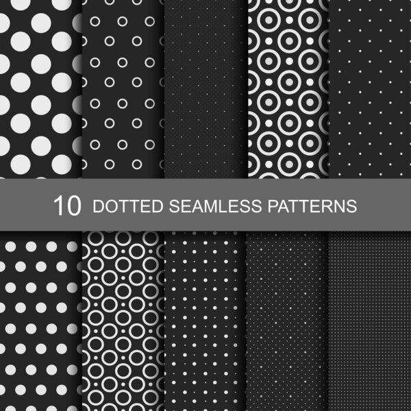 10 Dark geometric seamless patterns