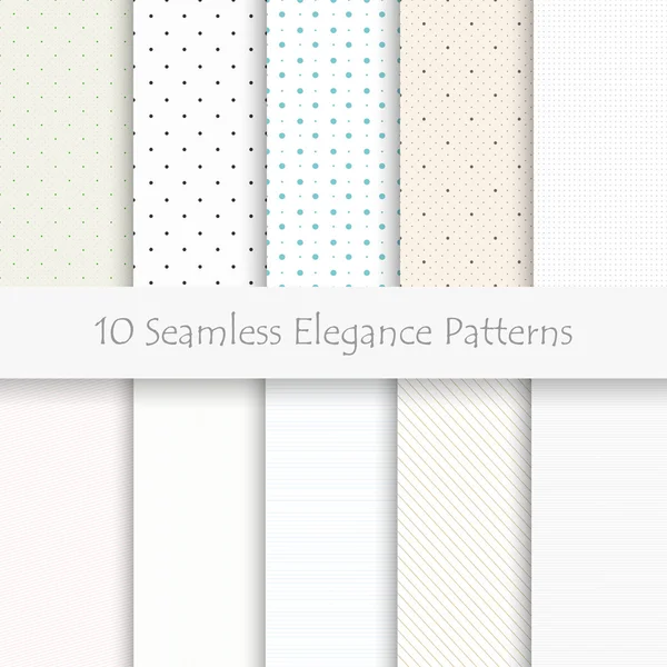 Set of 10 seamless elegance patterns, light colors, eps10 — Stock Vector