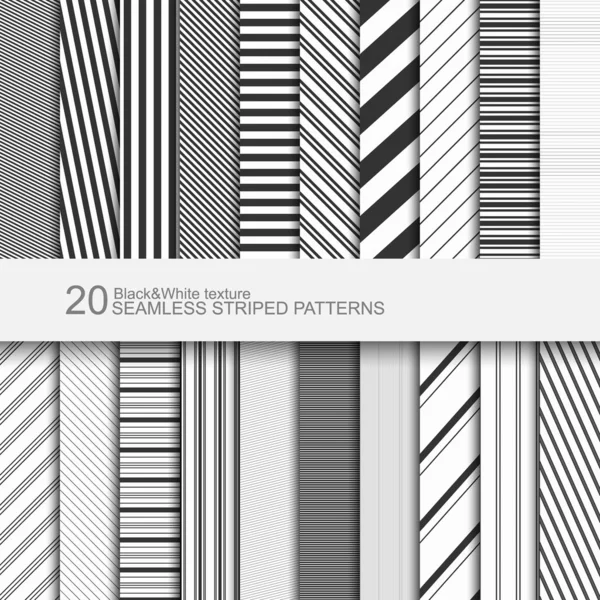 Conjunto de patrones a rayas sin costura, textura en blanco y negro, vector eps10 — Archivo Imágenes Vectoriales
