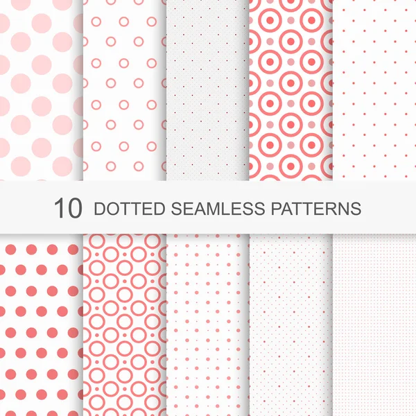 Set of charming seamless patterns with dots — Stock Vector