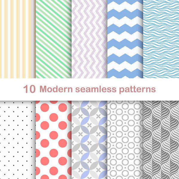 10 Different modern vector patterns, seamless