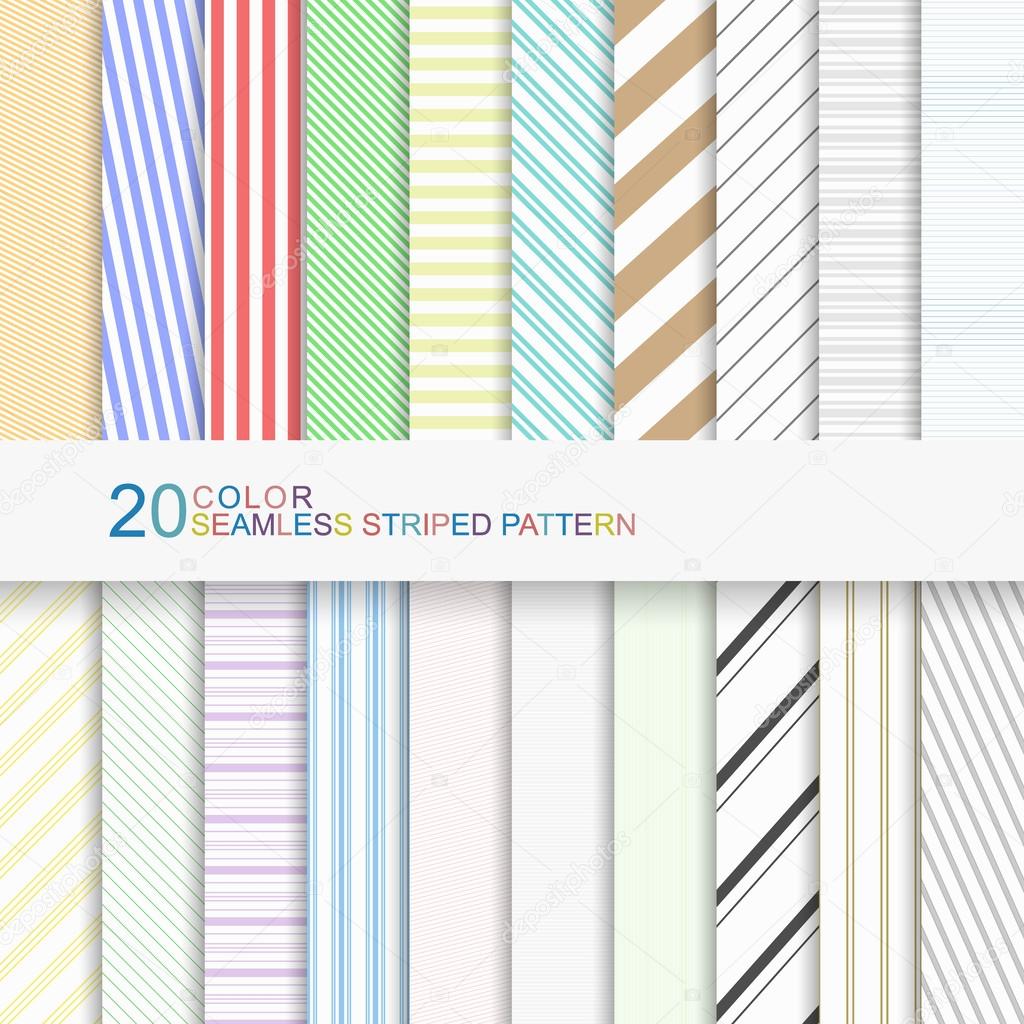 Set of color striped patterns, seamless vector backgrounds for your design
