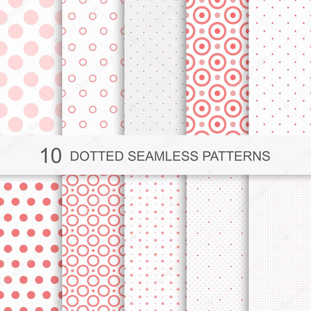 Set of charming seamless patterns with dots