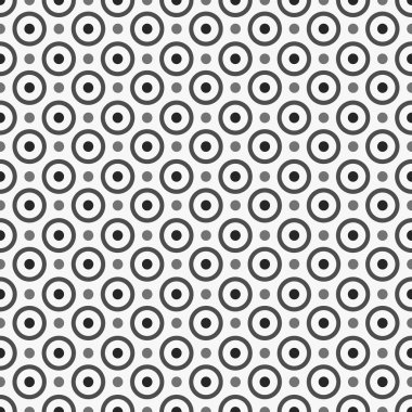 Daireler ve nokta, siyah ve beyaz doku, sorunsuz vektör arka plan deseni.