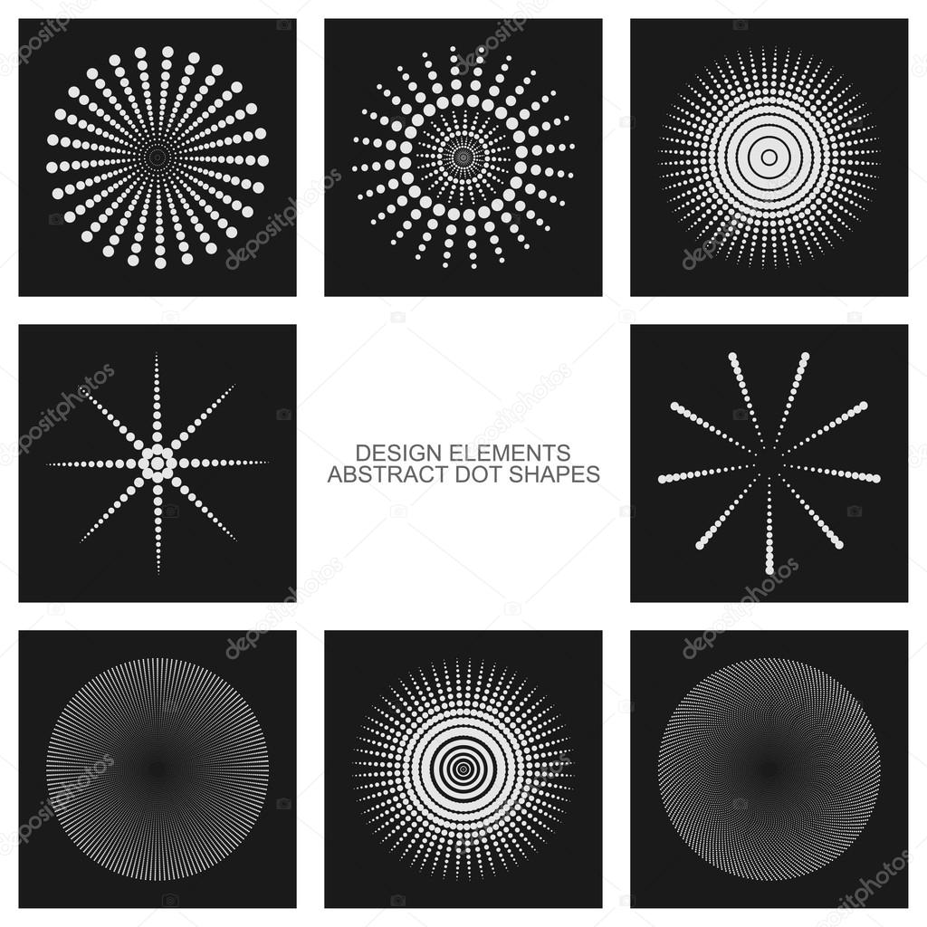 Abstract dot shapes, vector set of design element