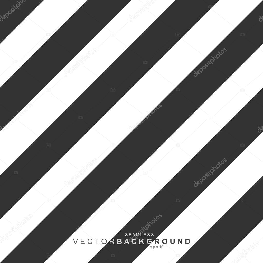 Simple seamless striped pattern, straight diagonal lines, black and white texture, vector background