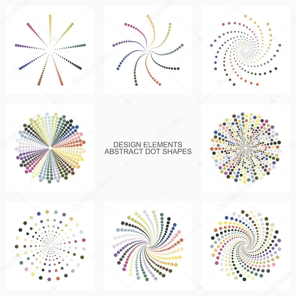 Abstract colorful shapes with dots.Vector set of design elements and icons.