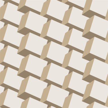 Vector seamless geometric pattern. Decorative clean light 3d block endless texture. Modern beige elegant cubes - repeatable background.