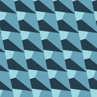 Vektör izometrik dikişsiz geometrik 3D fütüristik desen. Mavi tekrarlanabilir yaratıcı optik dijital arka plan. Dekoratif seramik kiremit dokusu.