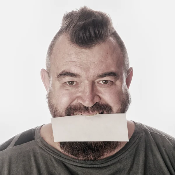 Retrato de un hombre con un signo — Foto de Stock