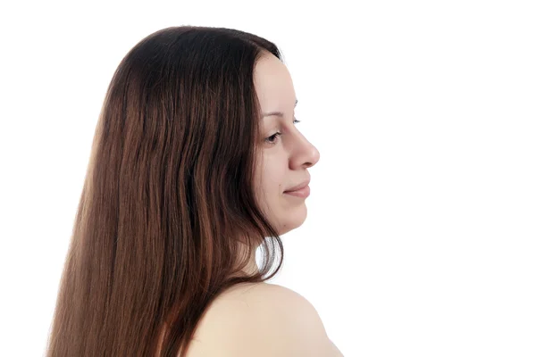 Profilo donna dai capelli castani — Foto Stock