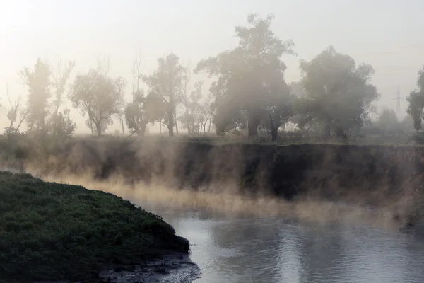 Mist over de rivier — Stockfoto