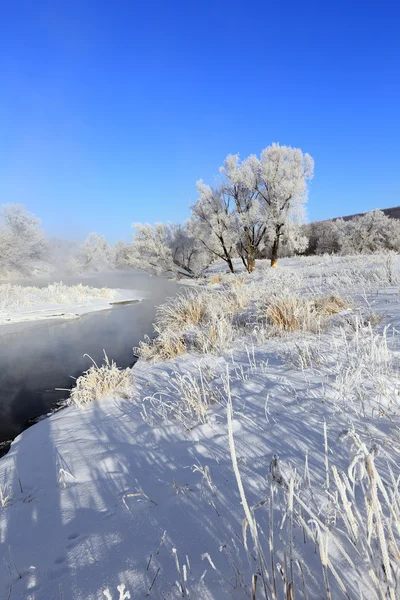 Niebla sobre el río invierno —  Fotos de Stock