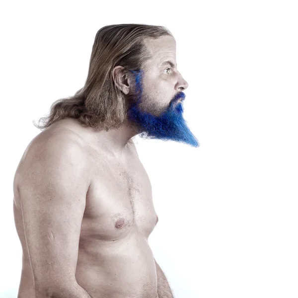 Homme adulte avec une barbe bleue — Photo