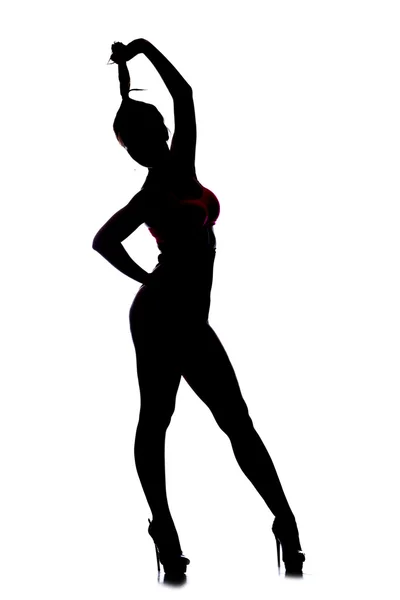 Silhouette slender girl — Stock Photo, Image