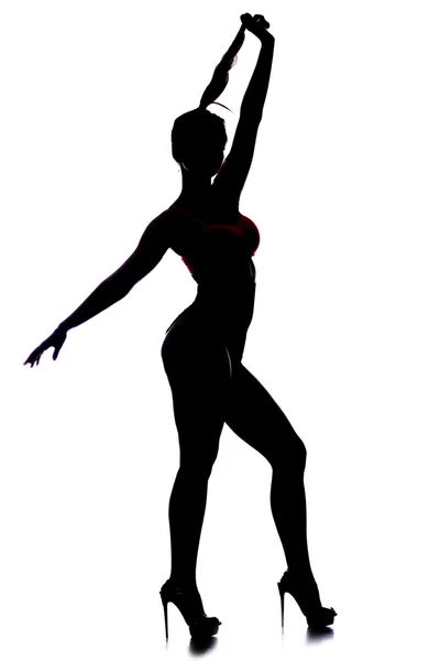 Silhouette slender girl — Stock Photo, Image