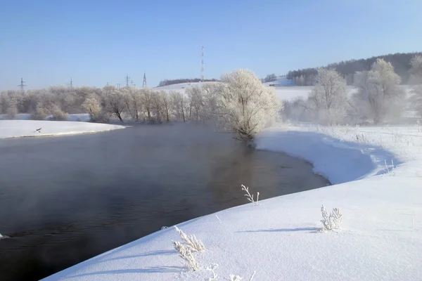 Foggy morning on the river — Stock Photo, Image