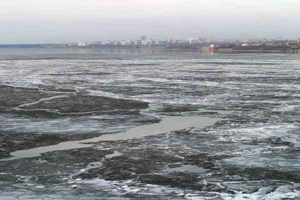Ice Drift Kama Nizhnekamsk Reservoir Naberezhnye Chelny — Stock Photo, Image