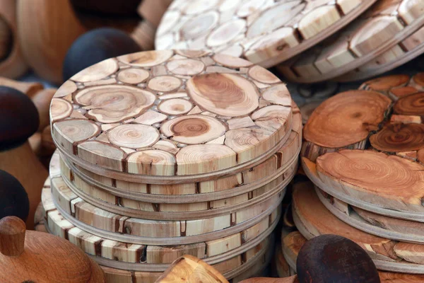 Sıcak Malzemeler Için Odun Parçalarından Yapılmış Makro Standlar — Stok fotoğraf
