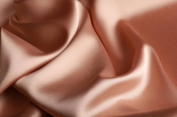 Macro Texture Satin Fabric Cream Color Studio — Stock Photo, Image