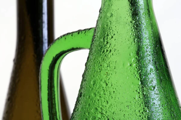 Macro Textura Gotas Água Estúdio Vidro Verde — Fotografia de Stock