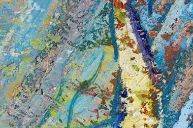 makro ressamın paleti, dokusu farklı renklerde ve doygunluk stüdyosunda karışık yağlı boya.