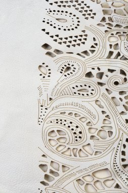 makro doku parçası bej dantel deri stüdyo