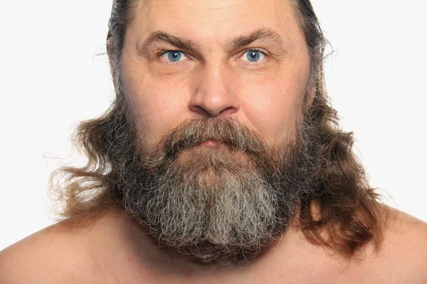 Close Portrait Charismatic Man Beard Mustache Studio — Stock Photo, Image