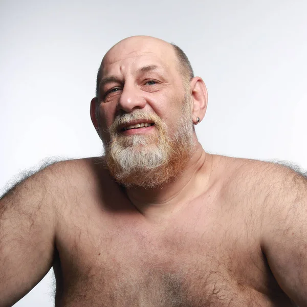 Nahaufnahme Porträt Eines Erwachsenen Männlichen Bart Und Schnurrbart Auf Weißem — Stockfoto