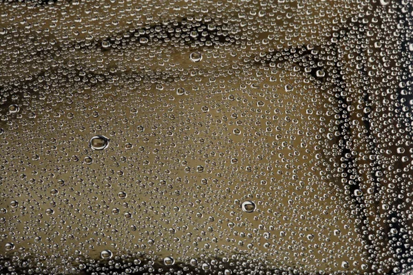 Gros Plan Texture Gouttelettes Eau Sur Verre Sur Fond Gris — Photo