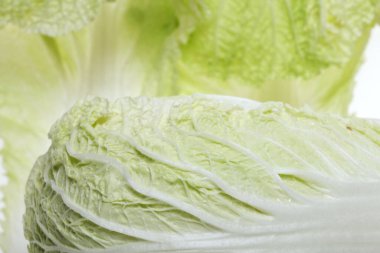 Beyaz arka plan stüdyosunda taze bok choy yakın plan