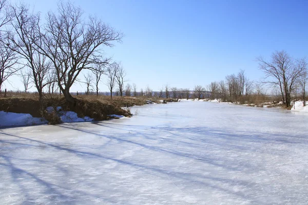 Landscape Ice Drift River Early Spring Sunny Day — Stock Photo, Image