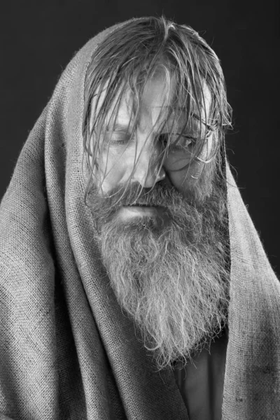 Retrato Cerca Los Bendecidos Con Una Larga Barba Bigote Cabello —  Fotos de Stock