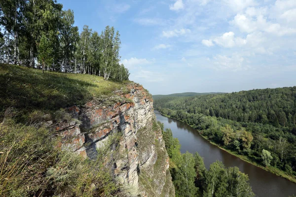 Summer Mountain Landscape Idrissova Cave Urals River Forest Sunny Day — Stock Photo, Image