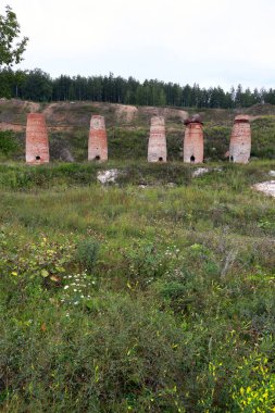 Yazın Urallar 'da dökülen kırmızı tuğlalar.