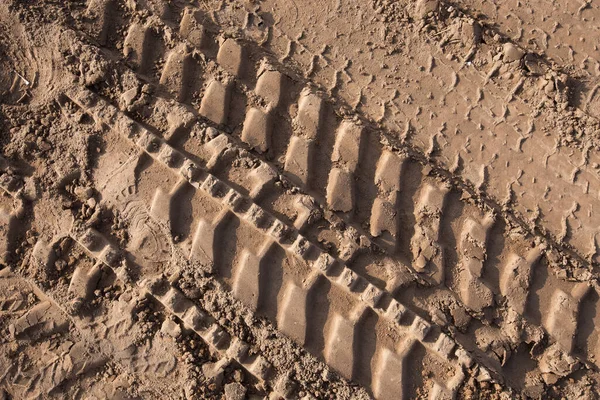 Macro Texture Tire Tracks Sand Sunlight — Stock Photo, Image