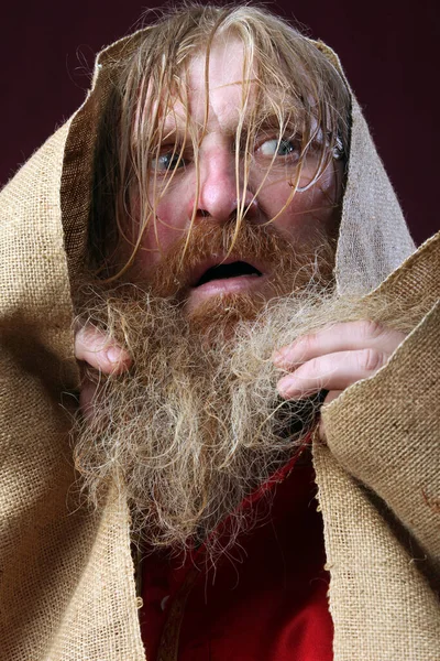 Крупный План Портрета Благословенного Длинной Бородой Усами Мокрыми Светлыми Волосами — стоковое фото