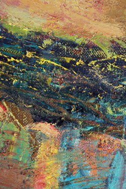 makro ressamın paleti, dokusu farklı renklerde ve doygunluk stüdyosunda karışık yağlı boya.