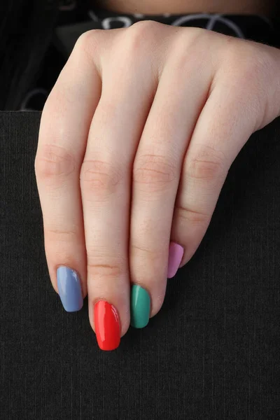 Poster Hands Girl Painted Colored Nails — Stock Photo, Image