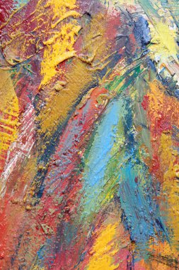 makro ressamın paleti, dokusu farklı renklerde ve doygunluk stüdyosunda karışık yağlı boya.